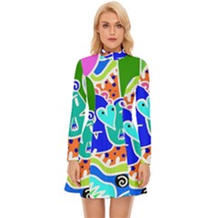 Crazy Pop Art - Doodle Buddies  Long Sleeve Velour Longline Dress by ConteMonfrey