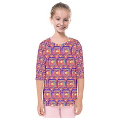 Pink Yellow Neon Squares - Modern Abstract Kids  Quarter Sleeve Raglan Tee