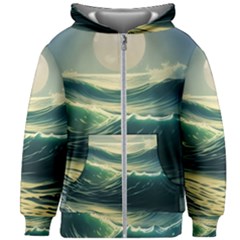 Ocean Sea Waves Tide Kids  Zipper Hoodie Without Drawstring