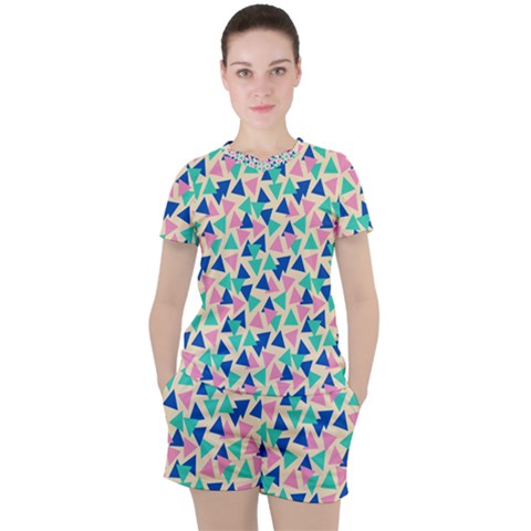 Pop Triangles Women s Tee And Shorts Set by ConteMonfrey