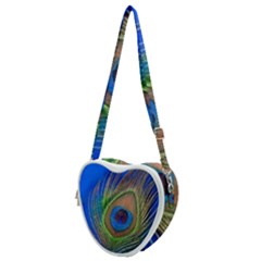 Blue Peacock Feather Heart Shoulder Bag by Amaryn4rt