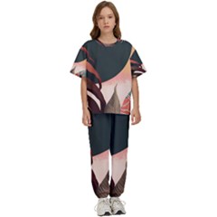 Leaves Foliage Plants Kids  Tee And Pants Sports Set by Ravend