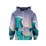 Tsunami Tidal Wave Wave Minimalist Ocean Sea 4 Kids  Zipper Hoodie