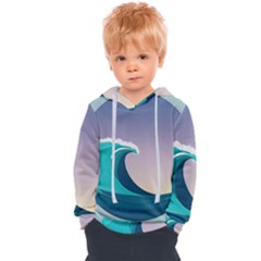 Tsunami Tidal Wave Wave Minimalist Ocean Sea 4 Kids  Overhead Hoodie by Wegoenart