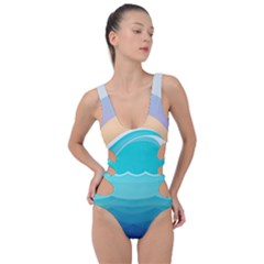 Tsunami Tidal Wave Wave Minimalist Ocean Sea Side Cut Out Swimsuit