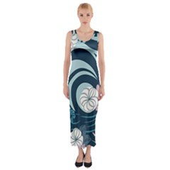 Flowers Pattern Floral Ocean Abstract Digital Art Fitted Maxi Dress