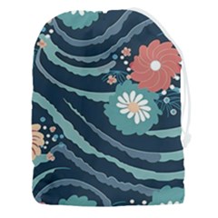 Waves Flowers Pattern Water Floral Minimalist Drawstring Pouch (3xl) by Wegoenart