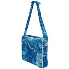 Ocean Waves Sea Abstract Pattern Water Blue Cross Body Office Bag by Wegoenart