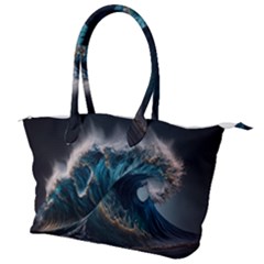 Tsunami Waves Ocean Sea Water Rough Seas Nature Canvas Shoulder Bag by Wegoenart