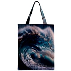 Tsunami Waves Ocean Sea Water Rough Seas Zipper Classic Tote Bag by Wegoenart