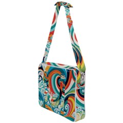 Waves Ocean Sea Abstract Whimsical Abstract Art 2 Cross Body Office Bag by Wegoenart