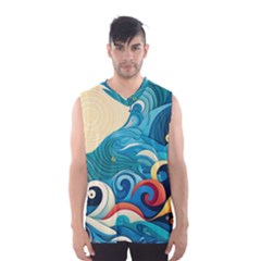 Waves Ocean Sea Abstract Whimsical Abstract Art 5 Men s Basketball Tank Top by Wegoenart