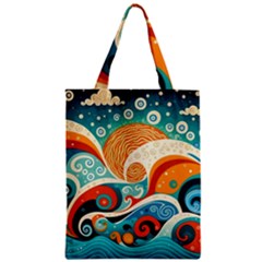 Waves Ocean Sea Abstract Whimsical Abstract Art 4 Zipper Classic Tote Bag by Wegoenart