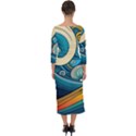 Waves Ocean Sea Abstract Whimsical Abstract Art 3 Quarter Sleeve Midi Bodycon Dress View2