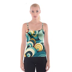 Waves Ocean Sea Abstract Whimsical Abstract Art 6 Spaghetti Strap Top by Wegoenart