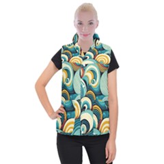 Waves Ocean Sea Abstract Whimsical Abstract Art 6 Women s Button Up Vest by Wegoenart