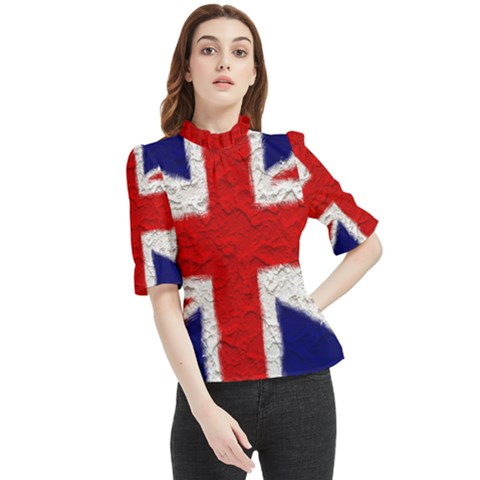 Union Jack Flag National Country Frill Neck Blouse by Celenk