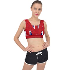 Union Jack Flag Uk Patriotic V-back Sports Bra by Celenk