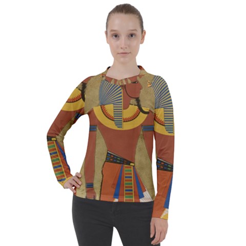 Egyptian Tutunkhamun Pharaoh Design Women s Pique Long Sleeve Tee by Celenk