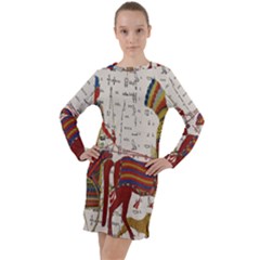 Egyptian Tutunkhamun Pharaoh Design Long Sleeve Hoodie Dress by Celenk