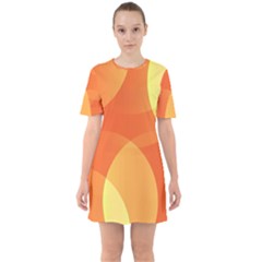 Abstract Orange Yellow Red Color Sixties Short Sleeve Mini Dress