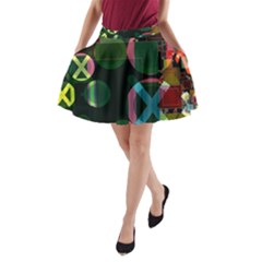 Abstract Color Texture Creative A-line Pocket Skirt by Uceng