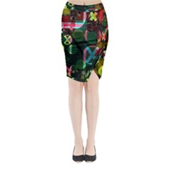 Abstract Color Texture Creative Midi Wrap Pencil Skirt by Uceng