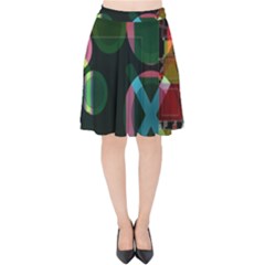 Abstract Color Texture Creative Velvet High Waist Skirt by Uceng