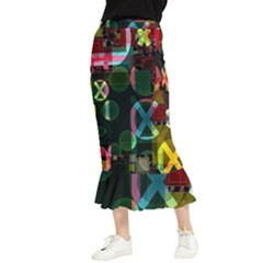 Abstract Color Texture Creative Maxi Fishtail Chiffon Skirt by Uceng