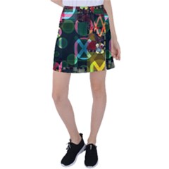 Abstract Color Texture Creative Tennis Skirt by Uceng