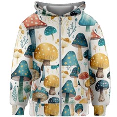 Mushroom Forest Fantasy Flower Nature Kids  Zipper Hoodie Without Drawstring by Uceng