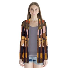 Abstract Experimental Geometric Shape Pattern Drape Collar Cardigan by Uceng