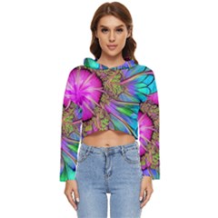 Abstract Art Psychedelic Experimental Women s Lightweight Cropped Hoodie