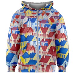 City Houses Cute Drawing Landscape Village Kids  Zipper Hoodie Without Drawstring