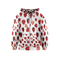 Strawberry Watercolor Kids  Zipper Hoodie by SychEva