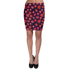 Strawberry On Black Bodycon Skirt by SychEva