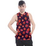 Strawberry On Black Men s Sleeveless Hoodie