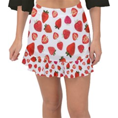 Strawberries Fishtail Mini Chiffon Skirt by SychEva