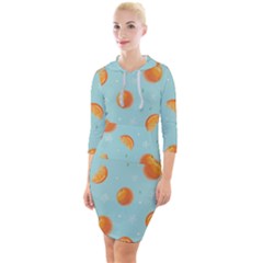 Oranges Pattern Quarter Sleeve Hood Bodycon Dress by SychEva