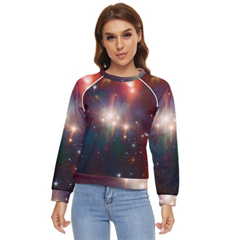 Astrology Astronomical Cluster Galaxy Nebula Women s Long Sleeve Raglan Tee by Jancukart