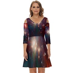 Astrology Astronomical Cluster Galaxy Nebula Shoulder Cut Out Zip Up Dress by Jancukart