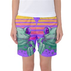 Frog Animal Sun Amphibian Figure Digital Art Women s Basketball Shorts by Wegoenart