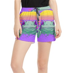 Frog Animal Sun Amphibian Figure Digital Art Women s Runner Shorts by Wegoenart