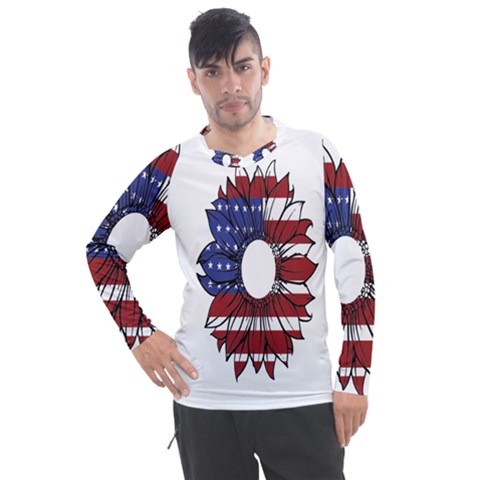 Us Flag Flower Sunshine Flag America Usa Men s Pique Long Sleeve Tee by Wegoenart