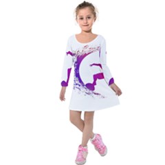 Wave Surfer Surfing Sport Athlete Water Sea Kids  Long Sleeve Velvet Dress by Wegoenart