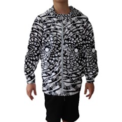 Illusions Abstract Black And White Patterns Swirls Kids  Hooded Windbreaker by Wegoenart