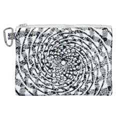 Illusions Abstract Black And White Patterns Swirls Canvas Cosmetic Bag (xl)