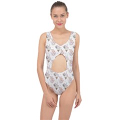 Roses-white Center Cut Out Swimsuit by nateshop