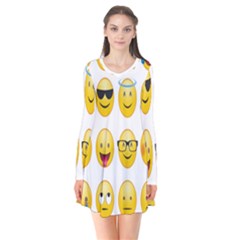 Smilie 123 Long Sleeve V-neck Flare Dress