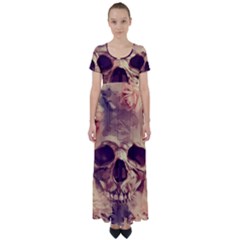 Day-of-the-dead High Waist Short Sleeve Maxi Dress